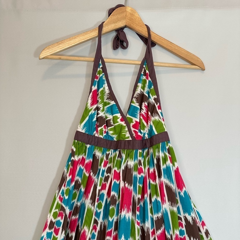 Apollo Womens Size M Halter Maxi Dress Tiered 100% Cotton Backless Tie Neck Boho - Picture 3 of 14